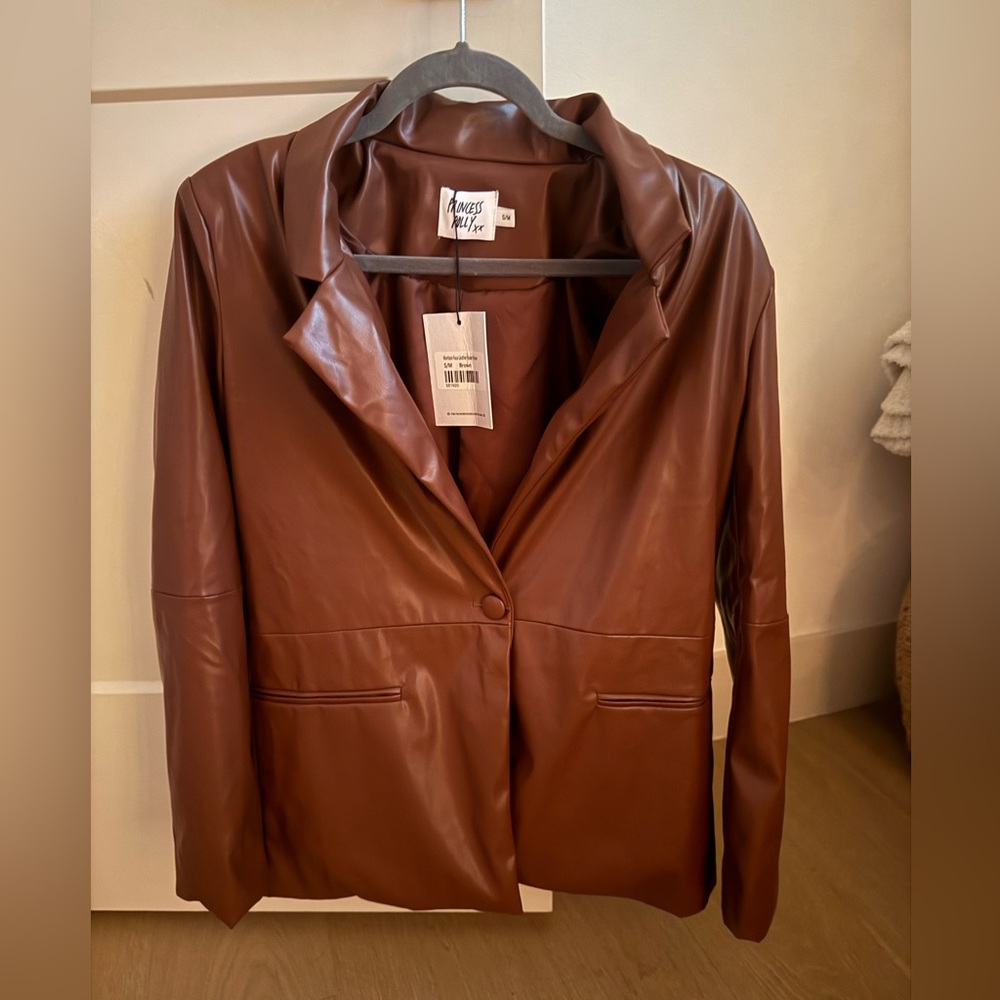 Brown leather jacket